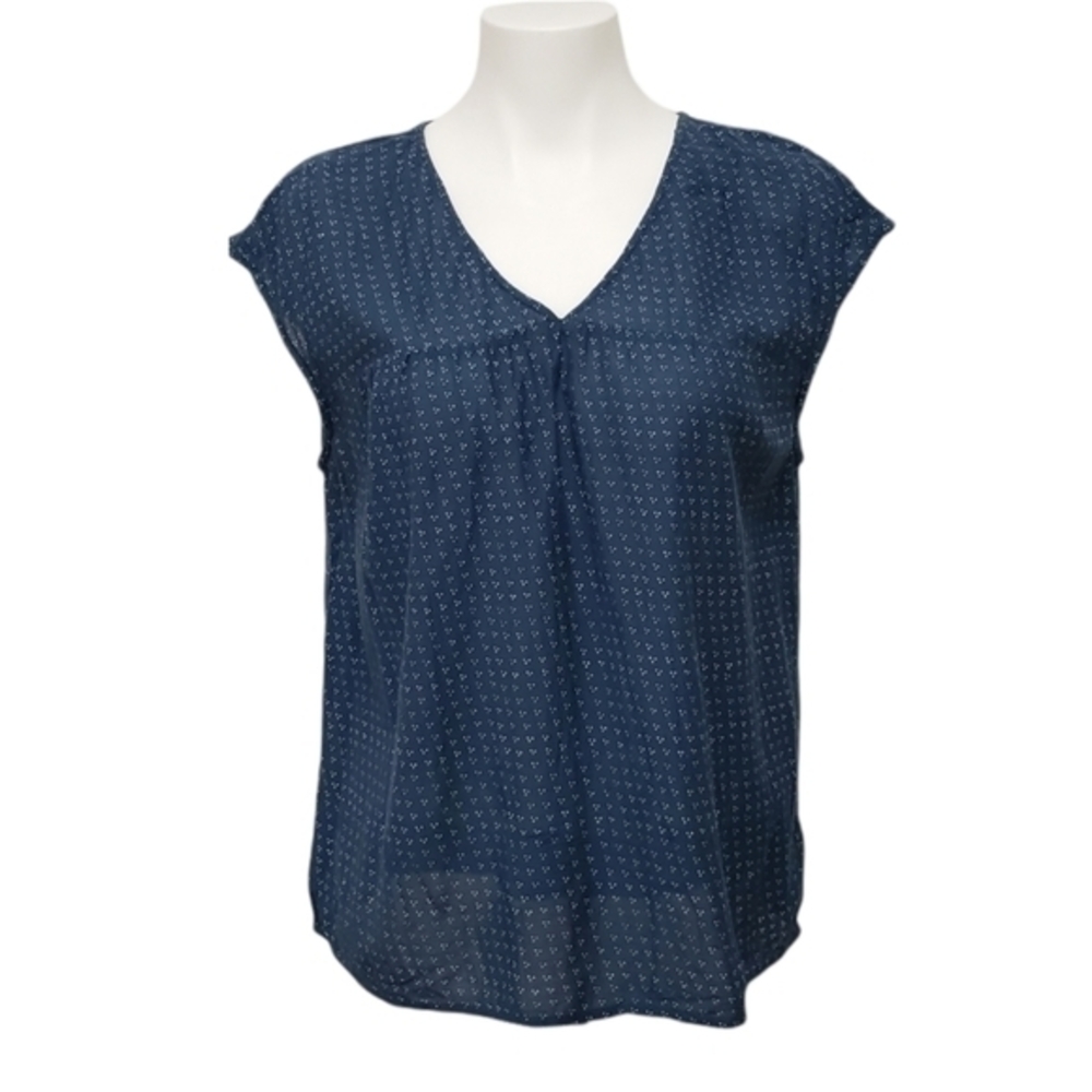 GAP V Neck short sleeve blue triangle dot pattern loose fit Top SP